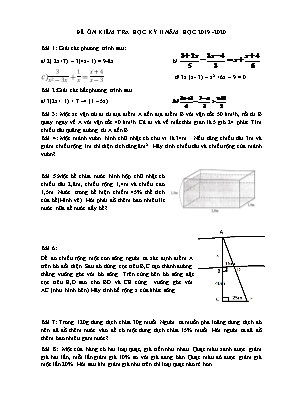 Đề ôn kiểm tra học kỳ II môn Toán Lớp 8 - Năm học 2019-2020